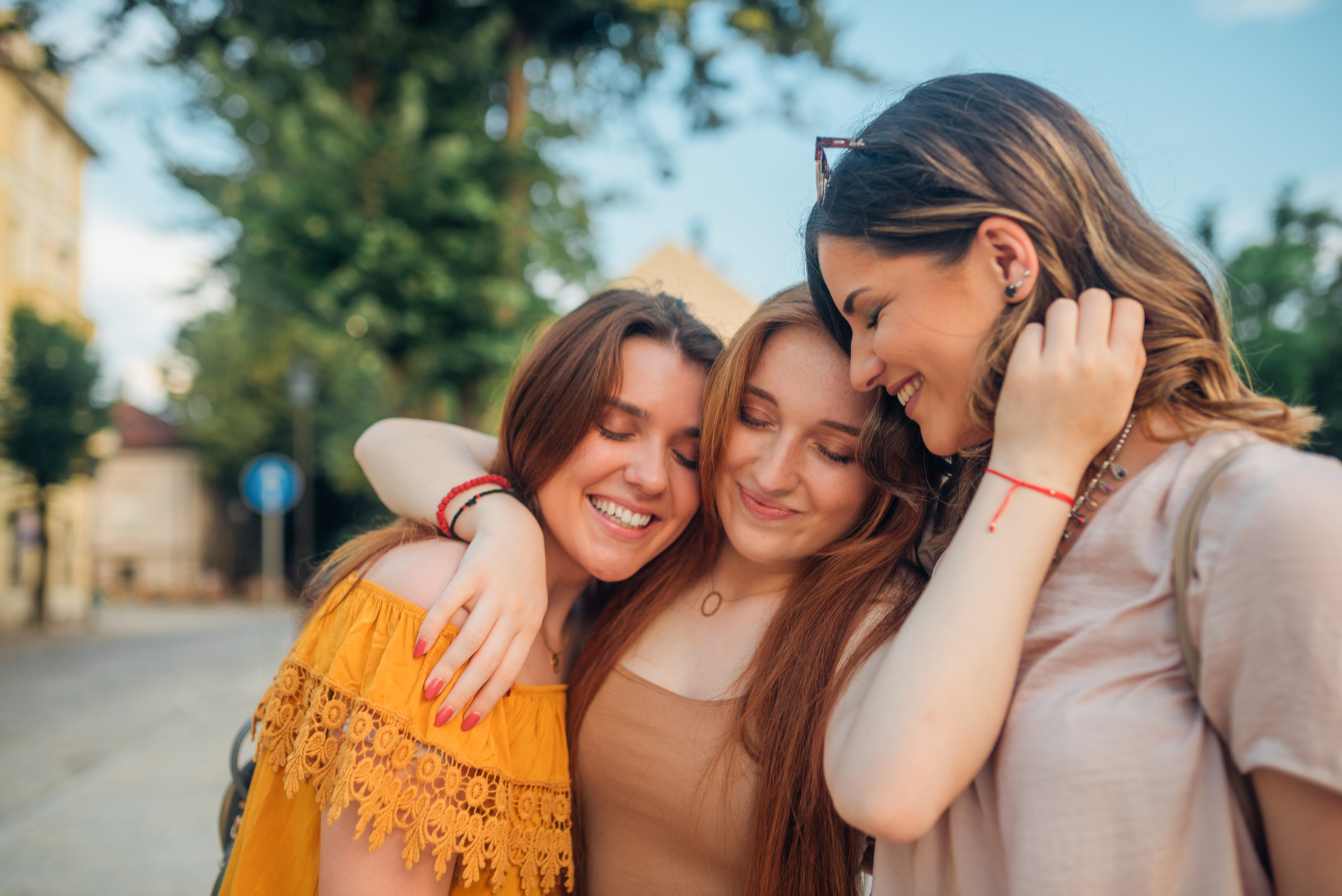 Female friends hugging